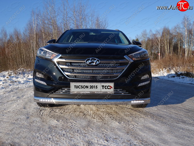 4 999 р. Декоративная вставка в бампер ТСС Тюнинг  Hyundai Tucson  TL (2015-2018) дорестайлинг (d 12 мм)  с доставкой в г. Пермь