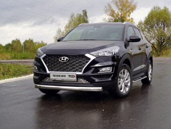 Защита переднего бампера овальная 75х42 мм ТСС Тюнинг Hyundai Tucson  TL (2018-2021) рестайлинг (нержавейка)