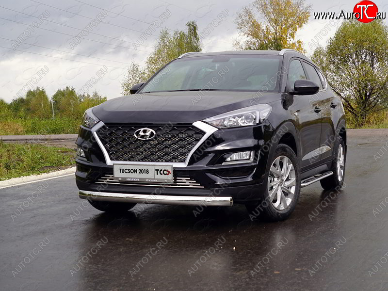 20 699 р. Защита переднего бампера овальная 75х42 мм ТСС Тюнинг  Hyundai Tucson  TL (2018-2021) рестайлинг (нержавейка)  с доставкой в г. Пермь
