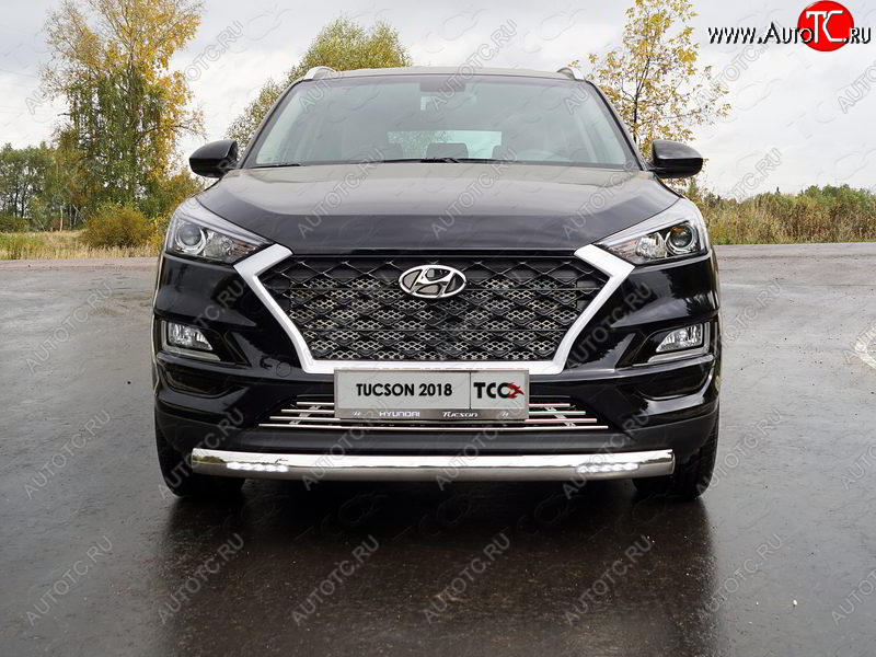 37 999 р. Защита передняя нижняя овальная с ДХО 75х42 мм ТСС Тюнинг Hyundai Tucson TL рестайлинг (2018-2021) (нержавейка)  с доставкой в г. Пермь