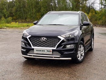 Защита переднего бампера нижняя двойная 60,3*42,4 ммТСС Тюнинг Hyundai Tucson  TL (2018-2021) рестайлинг (нержавейка)