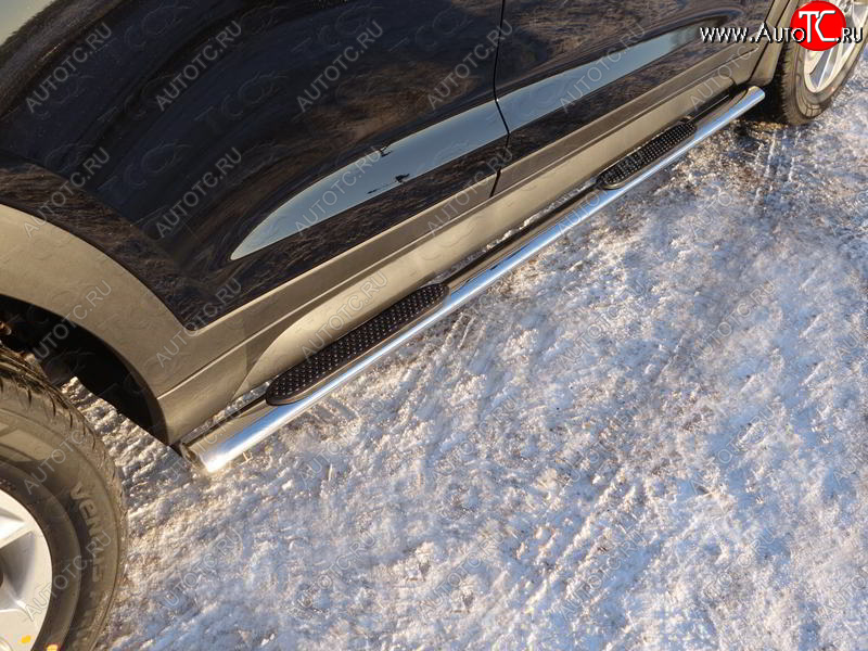 31 399 р. Пороги овальные с накладкой 75х42 мм ТСС Тюнинг  Hyundai Tucson  TL (2018-2021) рестайлинг (серые)  с доставкой в г. Пермь