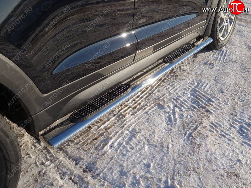 40 799 р. Пороги овальные с накладкой 120х60 мм ТСС Тюнинг  Hyundai Tucson  TL (2018-2021) рестайлинг (серые)  с доставкой в г. Пермь
