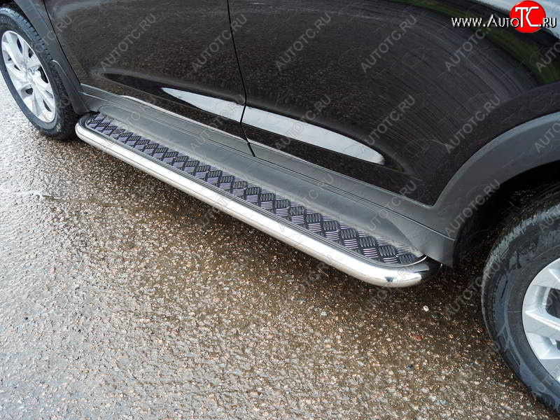 34 799 р. Пороги с площадкой 60,3 мм ТСС Тюнинг  Hyundai Tucson  TL (2018-2021) рестайлинг (серые)  с доставкой в г. Пермь