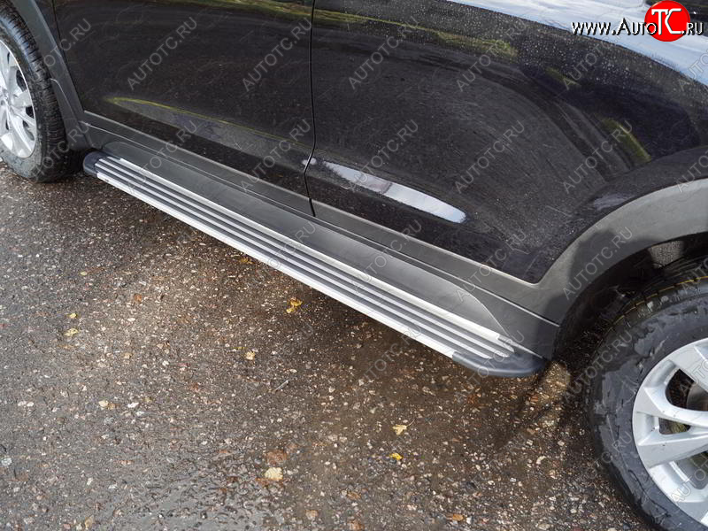 20 599 р. Пороги алюминиевые Slim Line ТСС Тюнинг  Hyundai Tucson  TL (2018-2021) рестайлинг (Silver)  с доставкой в г. Пермь