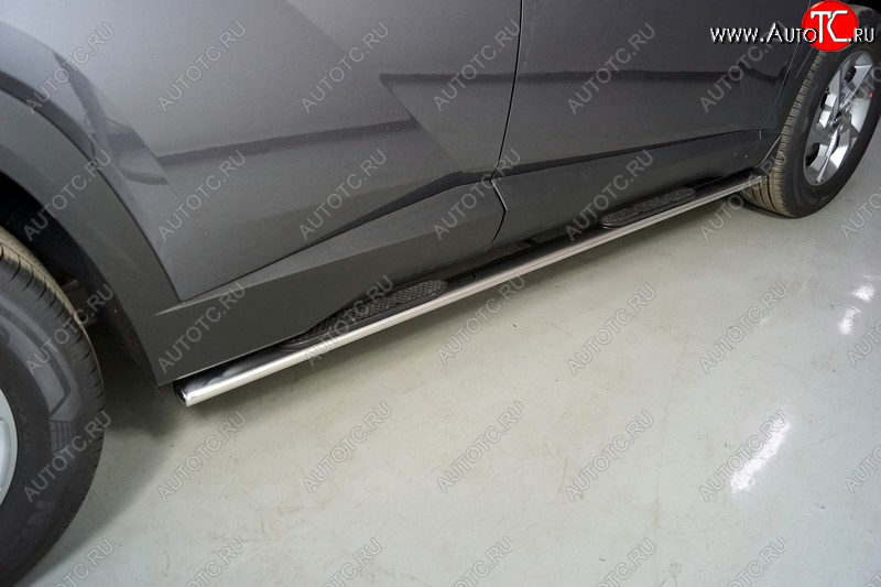 33 799 р. Пороги овальные с накладкой 75х42 мм ТСС Тюнинг Hyundai Tucson NX4 (2020-2022) (серые)  с доставкой в г. Пермь