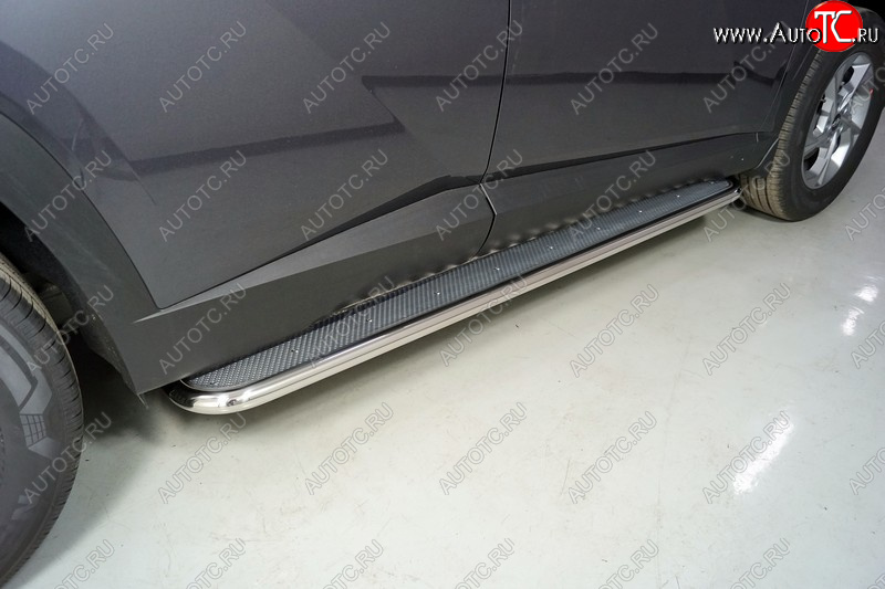 40 999 р. Пороги с площадкой 42,4 мм ТСС Тюнинг Hyundai Tucson NX4 (2020-2022) (нержавейка)  с доставкой в г. Пермь
