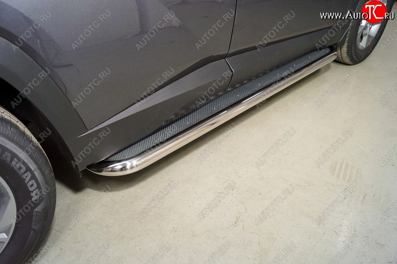 44 999 р. Пороги с площадкой 60,3 мм ТСС Тюнинг Hyundai Tucson NX4 (2020-2022) (нержавейка)  с доставкой в г. Пермь
