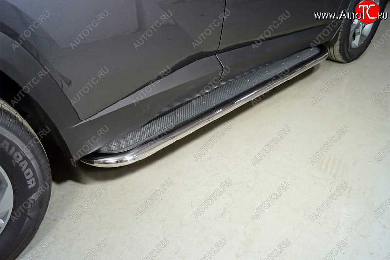 53 999 р. Пороги с площадкой 75х42 мм ТСС Тюнинг Hyundai Tucson NX4 (2020-2022) (нержавейка)  с доставкой в г. Пермь