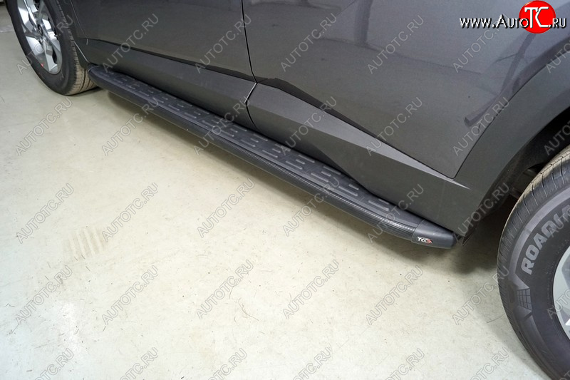 21 999 р. Пороги алюминиевые с пластиковой накладкой ТСС Тюнинг  Hyundai Tucson  NX4 (2020-2022) (карбон черные)  с доставкой в г. Пермь
