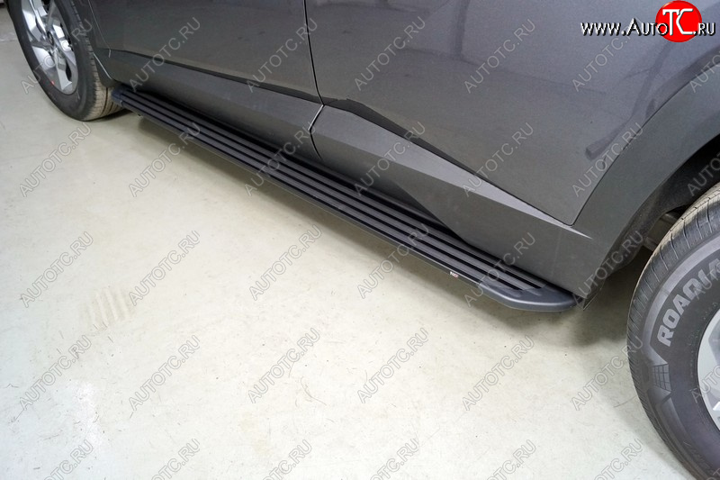 21 999 р. Пороги алюминиевые Slim Line ТСС Тюнинг  Hyundai Tucson  NX4 (2020-2022) (Black)  с доставкой в г. Пермь