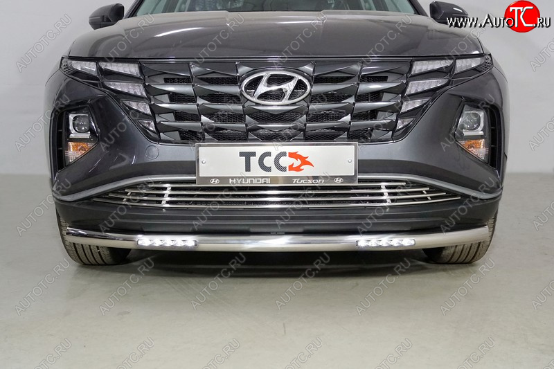 36 999 р. Защита переднего бампера нижняя с ДХО 60,3 мм ТСС Тюнинг  Hyundai Tucson  NX4 (2020-2022) (нержавейка)  с доставкой в г. Пермь