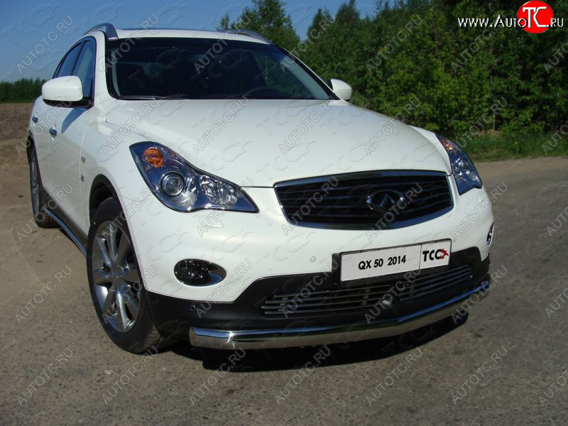 23 899 р. Защита переднего бампера нижняя овальная 75х42 мм ТСС Тюнинг  INFINITI Q50  V37 (2013-2017) дорестайлинг (нержавейка)  с доставкой в г. Пермь
