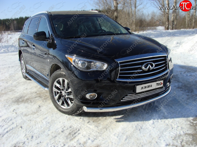 23 549 р. Защита переднего бампера нижняя 76,1 мм ТСС Тюнинг INFINITI QX60 L50 дорестайлинг (2013-2016) (нержавейка)  с доставкой в г. Пермь