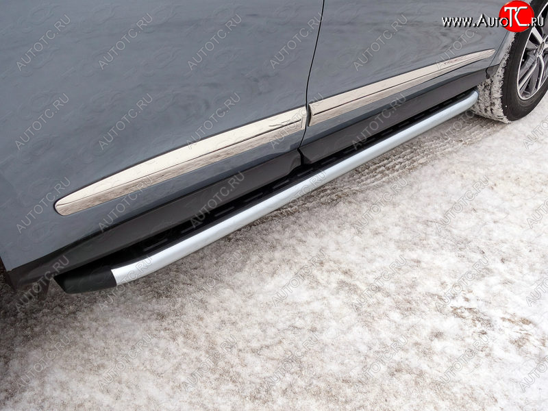 20 599 р. Пороги алюминиевые с пластиковой накладкой ТСС Тюнинг  INFINITI QX60  L50 (2013-2016) дорестайлинг (серые)  с доставкой в г. Пермь