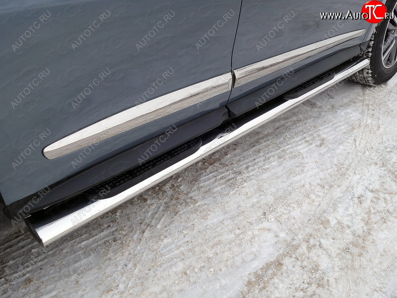 43 949 р. Пороги овальные с накладкой 120х60 мм ТСС Тюнинг  INFINITI QX60  L50 (2016-2021) рестайлинг (серые)  с доставкой в г. Пермь
