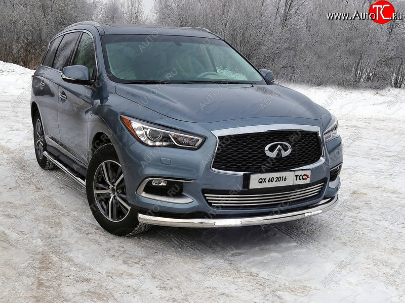 39 749 р. Защита переднего бампера нижняя с ДХО 76,1 мм ТСС Тюнинг INFINITI QX60 L50 рестайлинг (2016-2021) (нержавейка)  с доставкой в г. Пермь