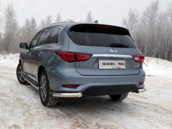 Защита задняя (уголки, нержавейка 76,1 мм) ТСС Тюнинг INFINITI QX60  L50 (2016-2021) рестайлинг