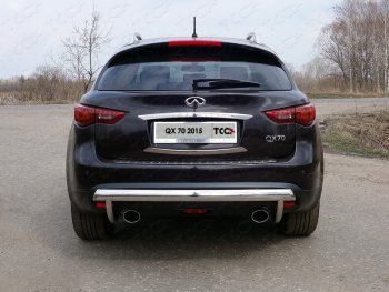 Защита задняя (центральная, нержавейка d75*42 мм) ТСС Тюнинг INFINITI QX70  S51 (2013-2020) (центральная)