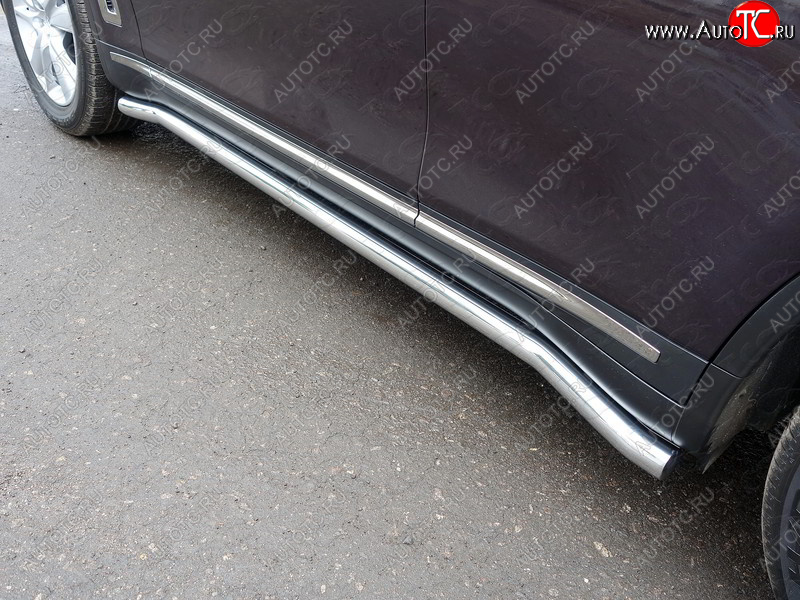 25 499 р. Защита порогов труба d60,3 мм ТСС Тюнинг  INFINITI QX70  S51 (2013-2020) (серые)  с доставкой в г. Пермь