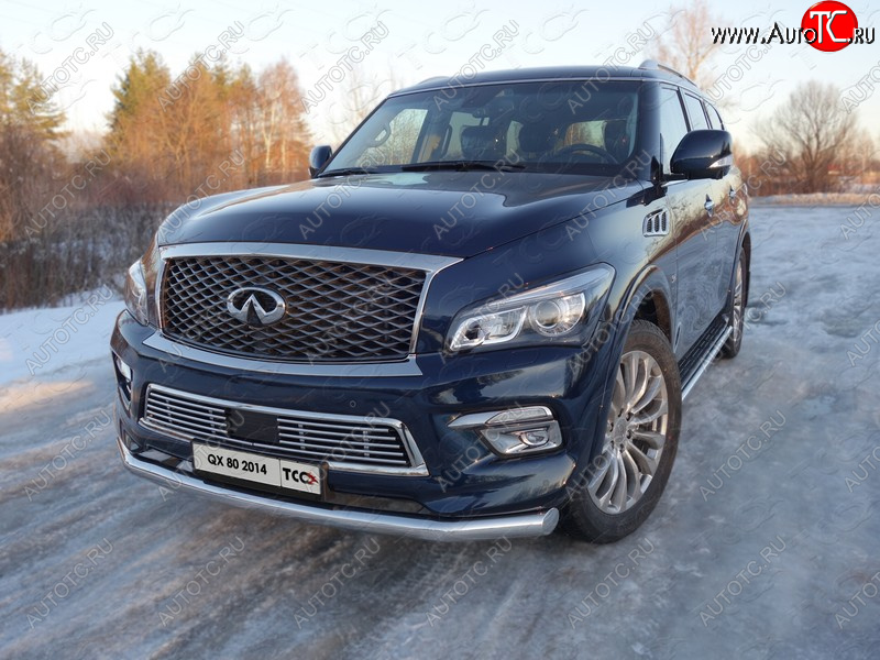26 499 р. Защита переднего бампера нижняя d76,1 мм ТСС Тюнинг INFINITI QX80 Z62 1-ый рестайлинг (2014-2018) (нержавейка)  с доставкой в г. Пермь