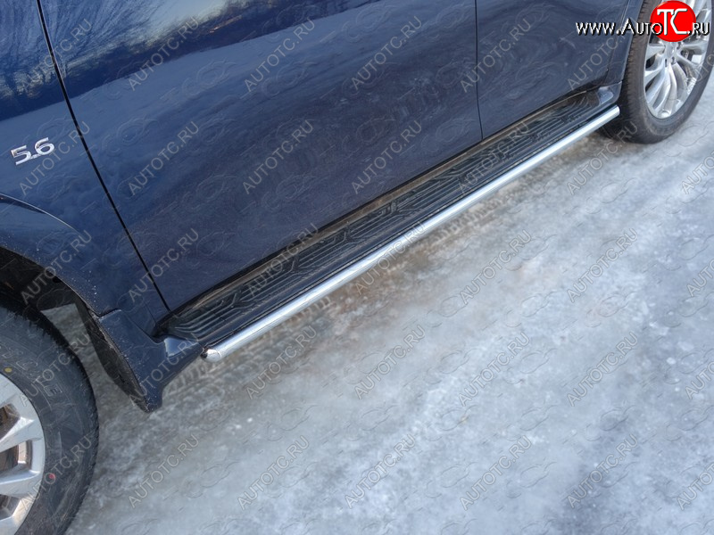 23 549 р. Защита порогов алюминий 42,4 мм укороченные, ТСС Тюнинг  INFINITI QX80  Z62 (2014-2018) 1-ый рестайлинг (укороченные)  с доставкой в г. Пермь
