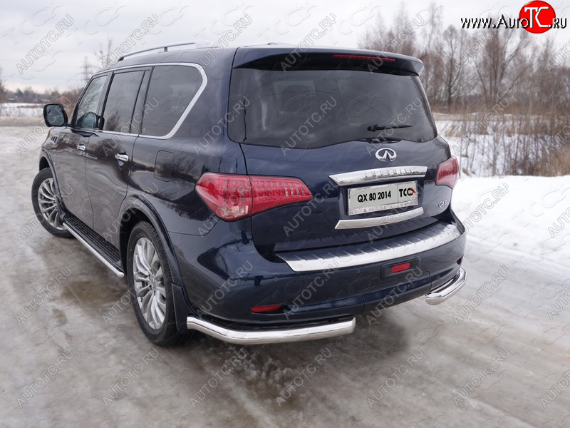 29 449 р. Защита задняя (уголки, нержавейка 76,1 мм) ТСС Тюнинг  INFINITI QX80  Z62 (2014-2018) 1-ый рестайлинг  с доставкой в г. Пермь