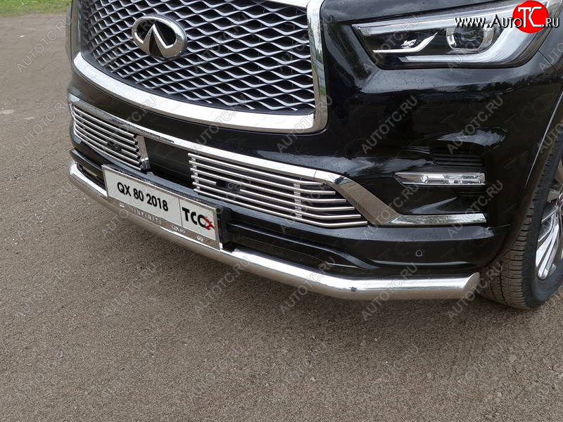 13 249 р. Декоративная вставка переднего бампера ТСС Тюнинг INFINITI QX80 Z62 2-ой рестайлинг (2018-2024) (d 12 мм)  с доставкой в г. Пермь