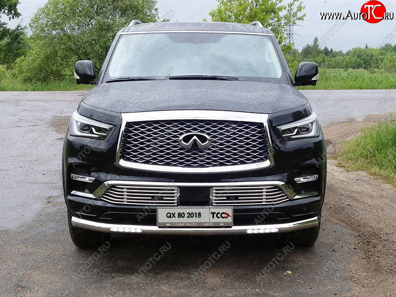42 999 р. Защита переднего бампера нижняя с ДХО 76,1 мм ТСС Тюнинг  INFINITI QX80  Z62 (2018-2024) 2-ой рестайлинг (нержавейка)  с доставкой в г. Пермь