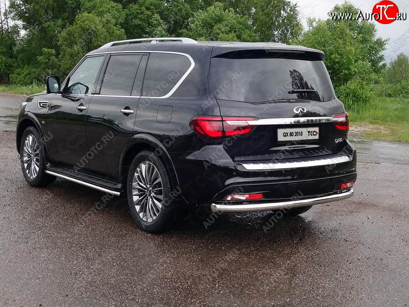 23 549 р. Защита задняя (нержавейка 76,1 мм) ТСС Тюнинг  INFINITI QX80  Z62 (2018-2024) 2-ой рестайлинг  с доставкой в г. Пермь