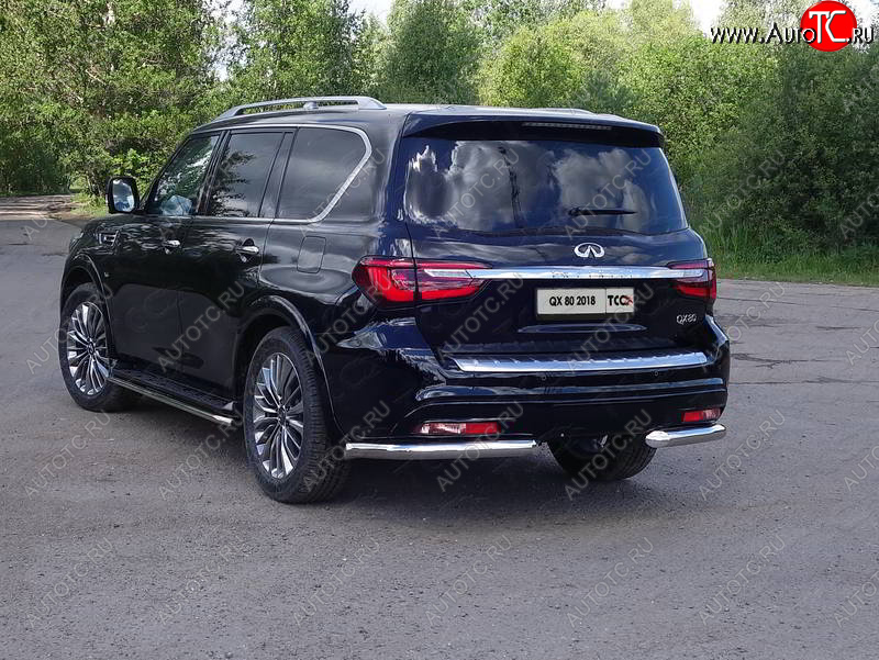 29 449 р. Защита задняя (уголки, нержавейка 76,1 мм) ТСС Тюнинг  INFINITI QX80  Z62 (2018-2024) 2-ой рестайлинг  с доставкой в г. Пермь