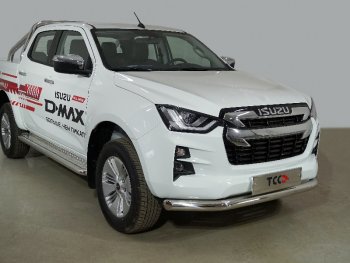 Защита переднего бампера нижняя d76,1 мм ТСС Тюнинг Isuzu D-Max RG DoubleCab (2020-2023) (нержавейка)