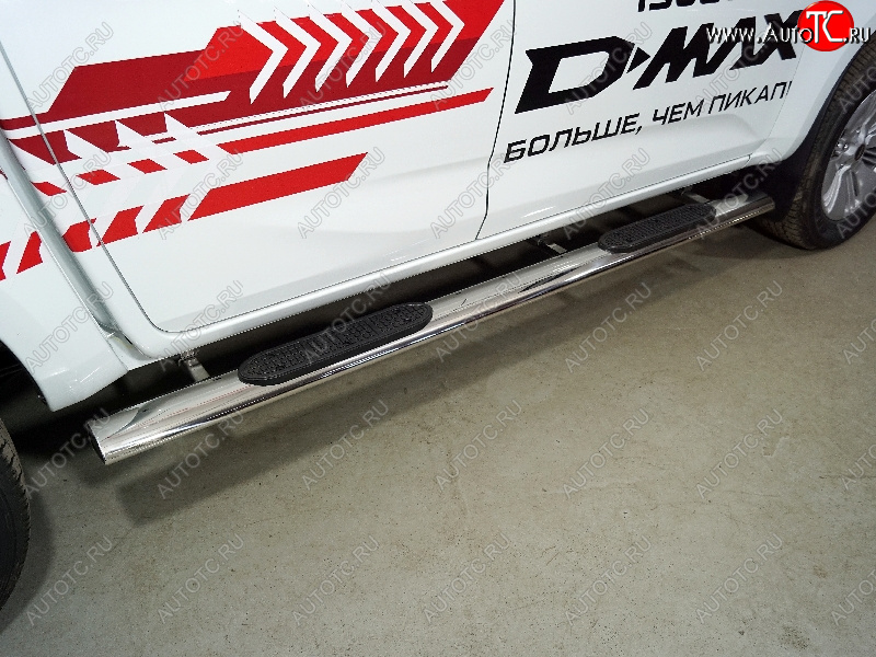 44 699 р. Пороги овальные с накладкой 120х60 мм ТСС Тюнинг Isuzu D-Max RG DoubleCab (2020-2023) (серые)  с доставкой в г. Пермь