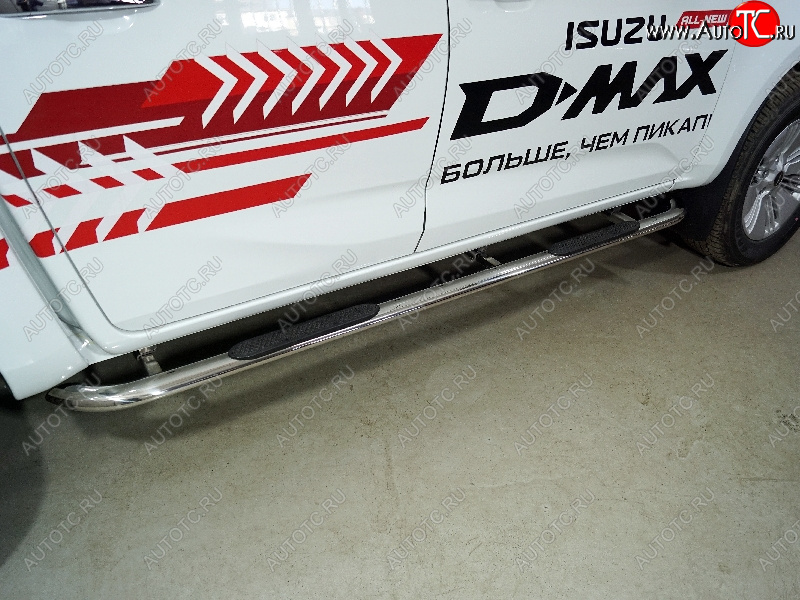 38 999 р. Пороги овальные гнутые с накладкой 75х42 мм  Isuzu D-Max  RG (2020-2023) DoubleCab (серые)  с доставкой в г. Пермь