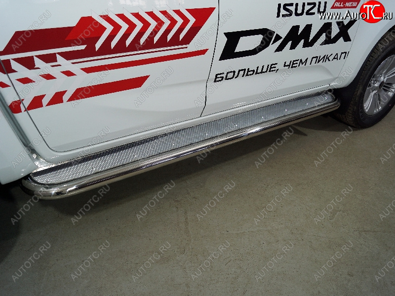 45 999 р. Пороги с площадкой 60,3 мм ТСС Тюнинг Isuzu D-Max RG DoubleCab (2020-2023) (нержавейка)  с доставкой в г. Пермь