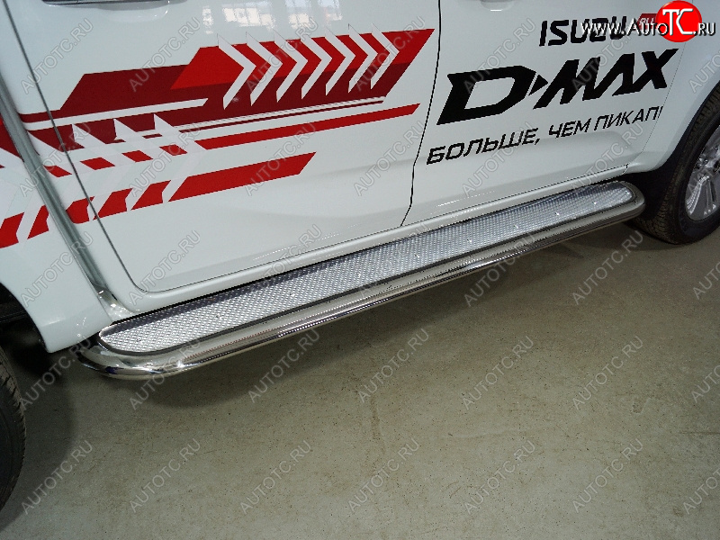 55 999 р. Пороги с площадкой 75х42 мм ТСС Тюнинг Isuzu D-Max RG DoubleCab (2020-2023) (нержавейка)  с доставкой в г. Пермь
