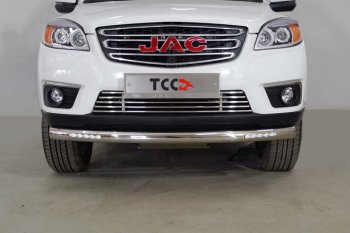 Защита переднего бампера нижняя с ДХО 76,1 мм ТСС Тюнинг JAC T6 (2018-2024) пикап (нержавейка)