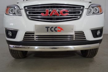 Защита переднего бампера нижняя овальная 75х42 мм ТСС Тюнинг JAC T6 (2018-2024) пикап (нержавейка)