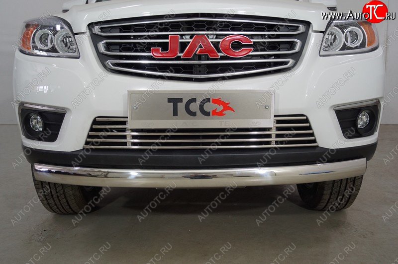 21 999 р. Защита переднего бампера нижняя овальная 75х42 мм ТСС Тюнинг  JAC T6 (2018-2024) пикап (нержавейка)  с доставкой в г. Пермь