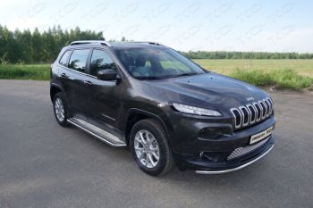 Защита переднего бампера нижняя d60,3 мм ТСС Тюнинг Jeep Cherokee  KL (2014-2017) дорестайлинг (нержавейка)