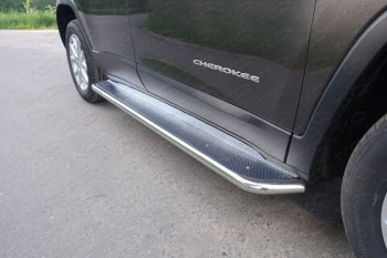 Пороги с площадкой 42,4 мм Sport, Longitude, Limited ТСС Тюнинг Jeep Cherokee  KL (2014-2017) дорестайлинг