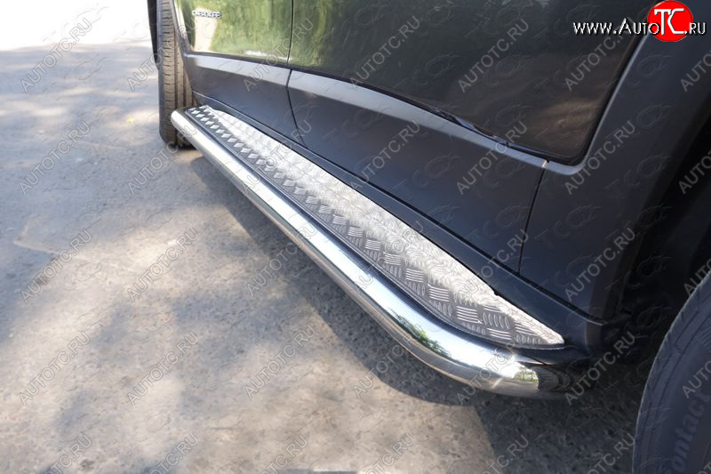 34 799 р. Пороги с площадкой 60,3 мм ТСС Тюнинг Jeep Cherokee KL дорестайлинг (2014-2017) (серые)  с доставкой в г. Пермь