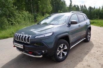 Защита переднего бампера (Trailhawk, d60,3 мм) ТСС Тюнинг Jeep Cherokee KL дорестайлинг (2014-2017) (нержавейка)
