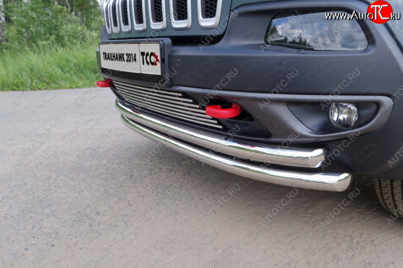 10 299 р. Декоративная вставка переднего бампера (Trailhawk) ТСС Тюнинг  Jeep Cherokee  KL (2014-2017) дорестайлинг (d 12 мм)  с доставкой в г. Пермь