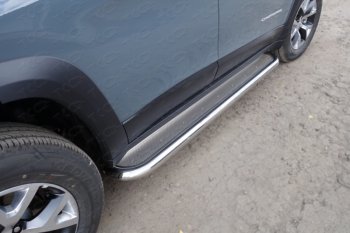 Пороги с площадкой (Trailhawk, 60,3 мм нержавейка) ТСС Тюнинг Jeep Cherokee  KL (2014-2017) дорестайлинг (лист нержавейка)