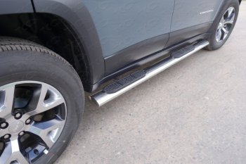 Защита порогов с проступью (Trailhawk, нержавейка 120х60 мм) ТСС Тюнинг Jeep Cherokee  KL (2014-2017) дорестайлинг