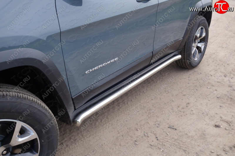 23 549 р. Защита порогов труба (Trailhawk, нержавейка d60,3 мм) ТСС Тюнинг  Jeep Cherokee  KL (2014-2017) дорестайлинг  с доставкой в г. Пермь