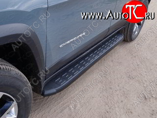 21 999 р. Пороги алюминиевые с пластиковой накладкой (Trailhawk) ТСС Тюнинг  Jeep Cherokee  KL (2014-2017) дорестайлинг (Карбон черный)  с доставкой в г. Пермь