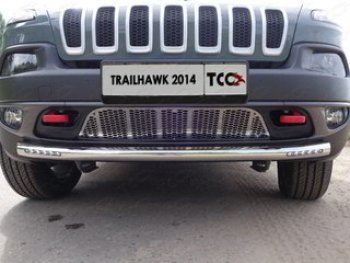 Защита переднего бампера (Trailhawk, 60,3 мм ДХО) ТСС Тюнинг Jeep Cherokee KL дорестайлинг (2014-2017) (нержавейка)