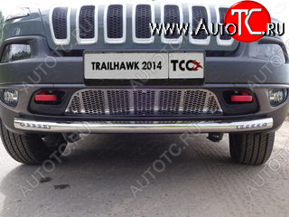 36 299 р. Защита переднего бампера (Trailhawk, 60,3 мм ДХО) ТСС Тюнинг Jeep Cherokee KL дорестайлинг (2014-2017) (нержавейка)  с доставкой в г. Пермь
